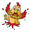 Cute Rooster Shocked Color Illustration Design