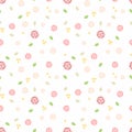 Cute rose and tiny flower seamless pattern