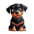 Cute Rottweiler cartoon illustration - generative AI - AI generated