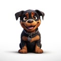 Cute Rottweiler cartoon illustration - generative AI - AI generated