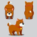 Cute round dog stylized pet, Funny cartoon illustration