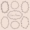 Cute round and oval shaped frames decorative design elements. Vector eps10. Royalty Free Stock Photo