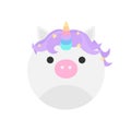 Cute round unicorn animal vector graphic icon