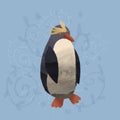 Cute royal penguin on a blue background. Digital art Royalty Free Stock Photo