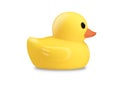 Cute Rubber Duck, Yellow Plastic Duck Bath Toy Isolated On White