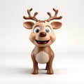 Cute Rudolph The Red Nosed Reindeer 3d Clay Render Royalty Free Stock Photo