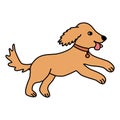 Cute running puppy dog, doodle style flat vector outline for coloring book Royalty Free Stock Photo