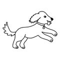 Cute running puppy dog, doodle style flat vector outline for coloring book Royalty Free Stock Photo