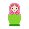 Cute Russian Matryoshka nesting doll folk toy vector cartoon ill