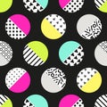 Cute 80`s style seamless geometric pattern with circles