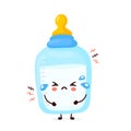 Cute sad baby bottle with nipple pacifier