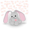 Cute sad bunny robot miss you