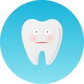 Cute sad cavity cartoon tooth character, childrens dentistry, dental care concept vector Illustration icon Royalty Free Stock Photo