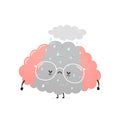 Cute sad depressed human brain