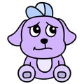 Cute sad faced puppy scared, doodle icon image kawaii
