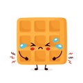 Cute sad funny belgian waffle. Vector