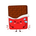 Cute sad funny chocolate bar. Vector