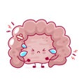 Cute sad funny human intestine organ