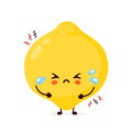 Cute sad funny lemon fruit. Vector