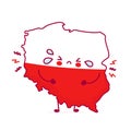 Cute sad funny Poland map and flag character Royalty Free Stock Photo