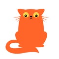 Cute sad ginger cat silhouette. Fluffy cat cartoon character doodle vector