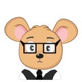 Cute sad mouse in glasses, shirt and tie. Exemplary student