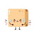 Cute sad parcel,delivery box. Vector