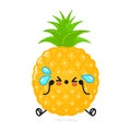 Cute sad pineapple character. Vector hand drawn cartoon kawaii character illustration icon. Isolated on white background Royalty Free Stock Photo