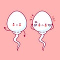 Cute sad sick and happy funny sperm cell Royalty Free Stock Photo