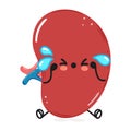 Cute sad Spleen organ character. Vector hand drawn cartoon kawaii character illustration icon. Isolated on white