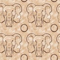 Cute safari african elephant wild animal pattern for babies room decor. Seamless furry brown textured gender neutral Royalty Free Stock Photo