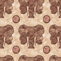 Cute safari african elephant wild animal pattern for babies room decor. Seamless furry brown textured gender neutral Royalty Free Stock Photo