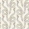 Cute safari snake wild animal pattern for babies room decor. Seamless reptile brown textured gender neutral print design