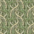 Cute safari snake wild animal pattern for babies room decor. Seamless reptile green textured gender neutral print design