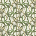 Cute safari snake wild animal pattern for babies room decor. Seamless reptile green textured gender neutral print design