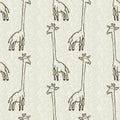 Cute safari wild giraffe animal pattern for babies room decor. Seamless african furry green textured gender neutral