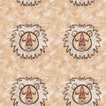 Cute safari wild lion animal pattern for babies room decor. Seamless furry brown textured gender neutral print design. Royalty Free Stock Photo