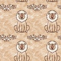 Cute safari wild lion animal pattern for babies room decor. Seamless furry brown textured gender neutral print design. Royalty Free Stock Photo
