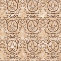 Cute safari wild lion animal pattern for babies room decor. Seamless furry brown textured gender neutral print design. Royalty Free Stock Photo