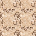 Cute safari wild lion animal pattern for babies room decor. Seamless furry brown textured gender neutral print design. Royalty Free Stock Photo