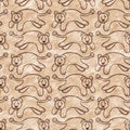 Cute safari wild lion animal pattern for babies room decor. Seamless furry brown textured gender neutral print design. Royalty Free Stock Photo