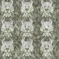 Cute safari wild tiger animal pattern for babies room decor. Seamless big cat furry green textured gender neutral print