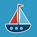 Cute sailboat baby icon