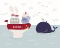 Cute sailor bear on a ship Royalty Free Stock Photo