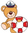 Cute sailor teddy bear with a float