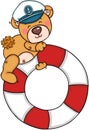 Cute sailor teddy bear on help save life float Royalty Free Stock Photo