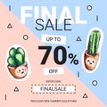 Cute sale banners with embroidery cactus.