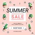 Cute sale banners with embroidery cactus.