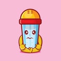 Cute salt bottle mascot with sad gesture isolated cartoon in flat style