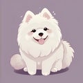 Cute Samoyed dog sitting and smiling. Vector illustration.